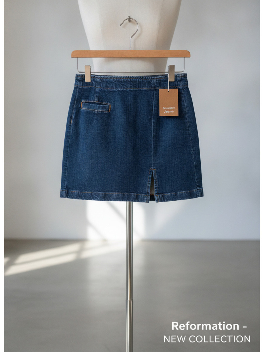 NWT! Reformation Dark Blue Denim Mini Skirt Size 25